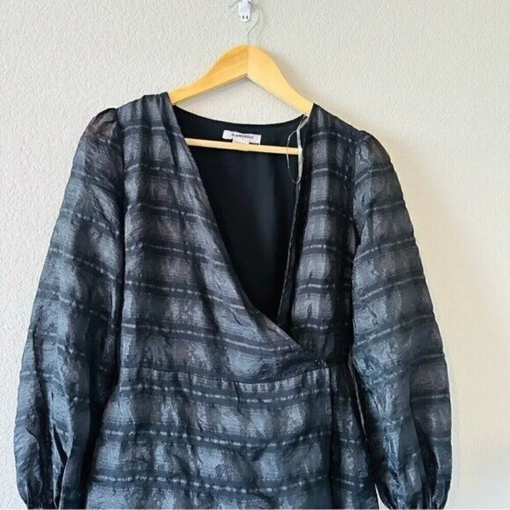 Glamorous Check Midaxi Wrap Dress Black Size 6